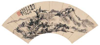 蒲华 独立苍茫 扇片